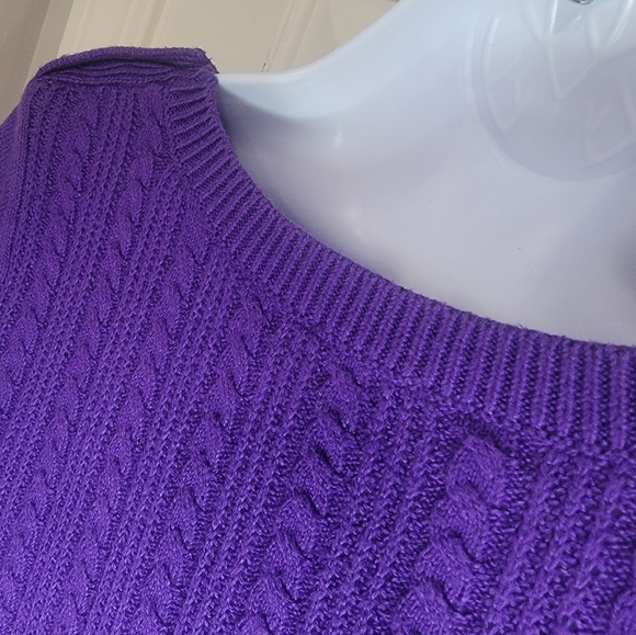 Talbots Rich Purple Crewneck Cable Knit Sweater Size M - Picture 6 of 14